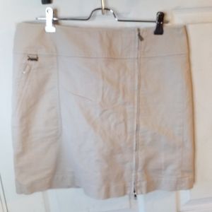 RALPH LAUREN ACTIVE Skort Skirt khaki Tennis Golf off center Zipper 10
